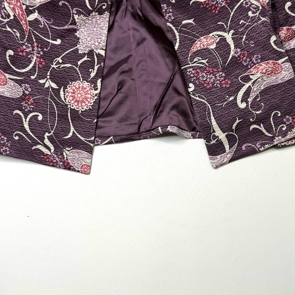 Linda Allard for Ellen Tracey Floral Purple Brocade Size 10 - Picture 6 of 7